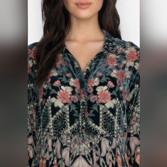 SOLD - Johnny Was Marami Burnout Velvet Dress Retail $298 Size XS - Picture 2 of 9